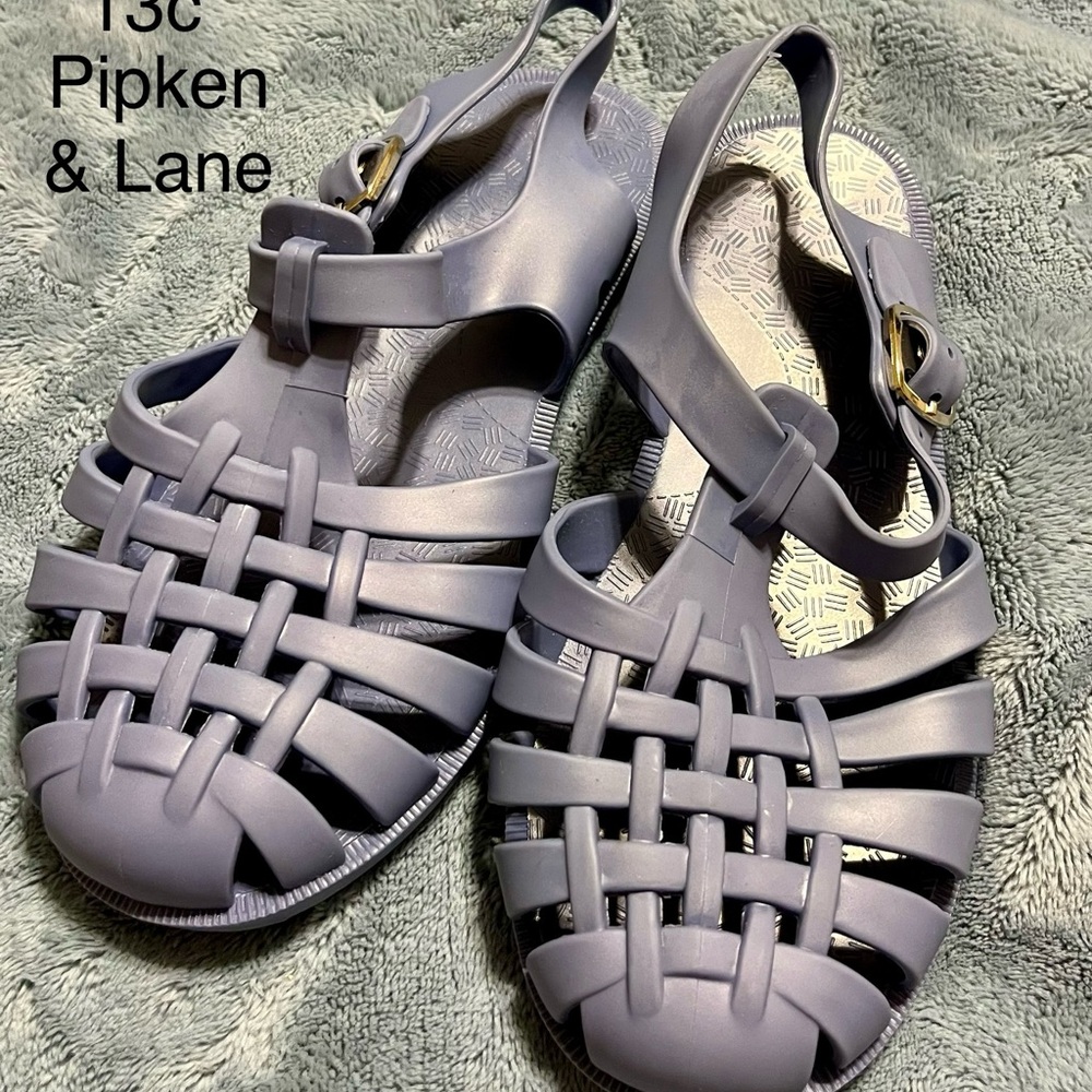 Pipken & Lane Blue Matte Jelly Sandals